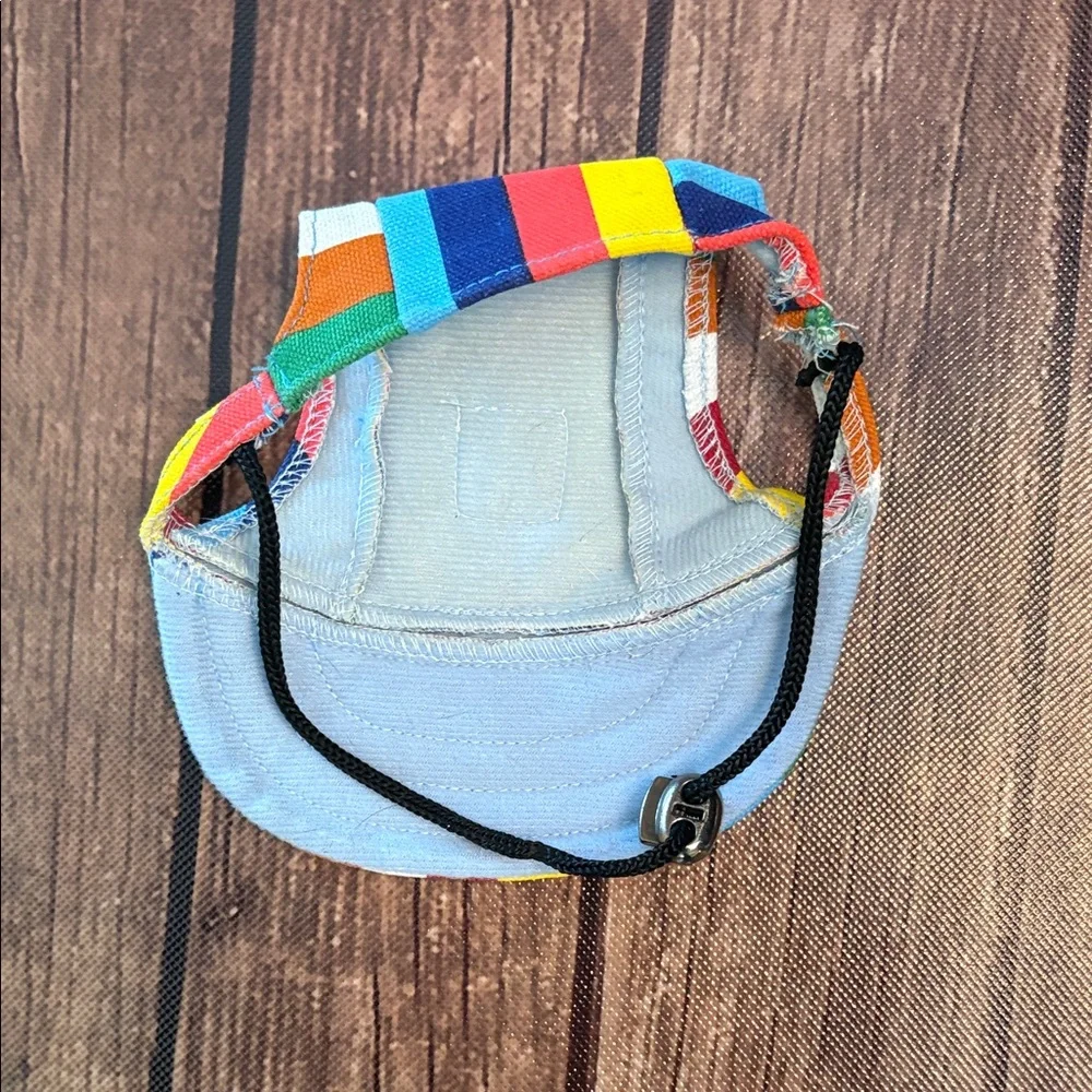 Tail Up Dog Hat with Ear Holes and Neck Strap